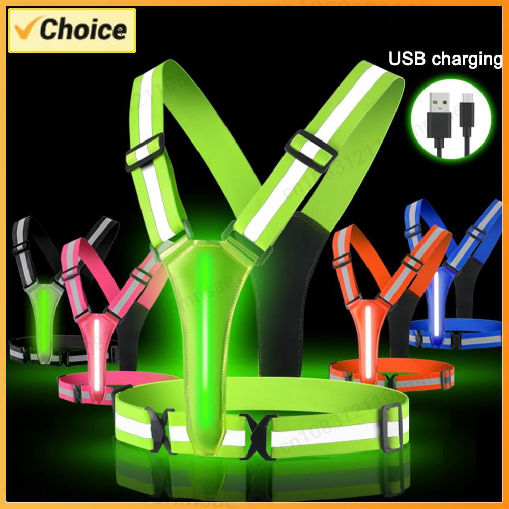 Reflective Running Jacket - LED Reflective Safety Vest Lightweight Adjustable