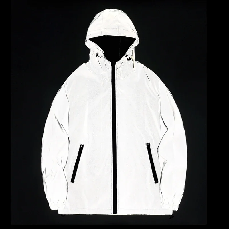 Reflective Running Jacket - New Couple Night Reflective Clothing Solid