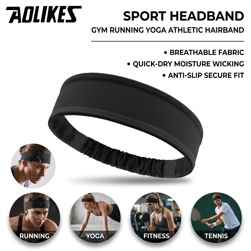 Polyester Sweatband for Gym Fi - Running Gear Quick Dry ulasan dan harga