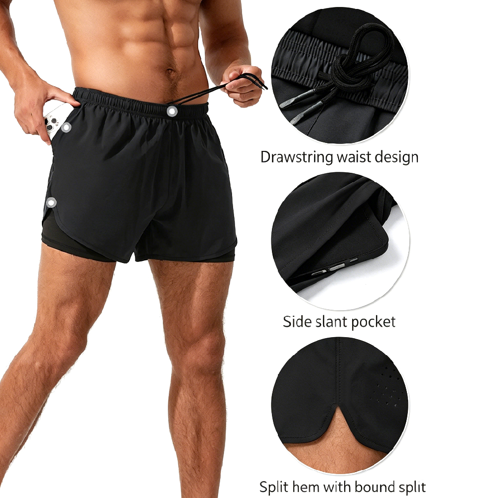 High-Waist 2-in-1 Running Shor - Running Gear Quick Dry ulasan dan harga