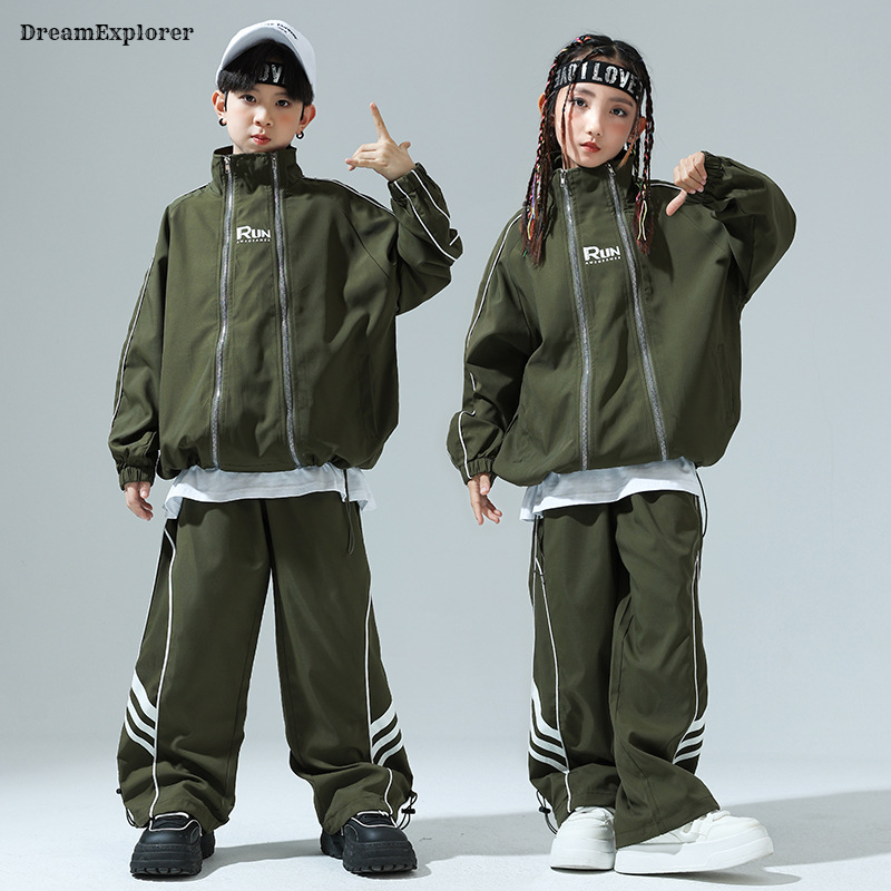 Boys Hip Hop Zipper Loose Coat - Running Gear For Kids ulasan dan harga