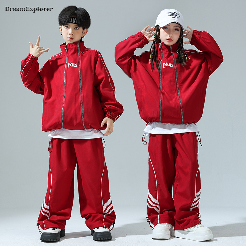 Boys Hip Hop Zipper Loose Coat - Running Gear For Kids ulasan dan harga
