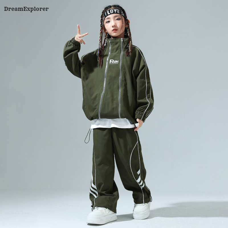 Boys Hip Hop Zipper Loose Coat - Running Gear For Kids ulasan dan harga