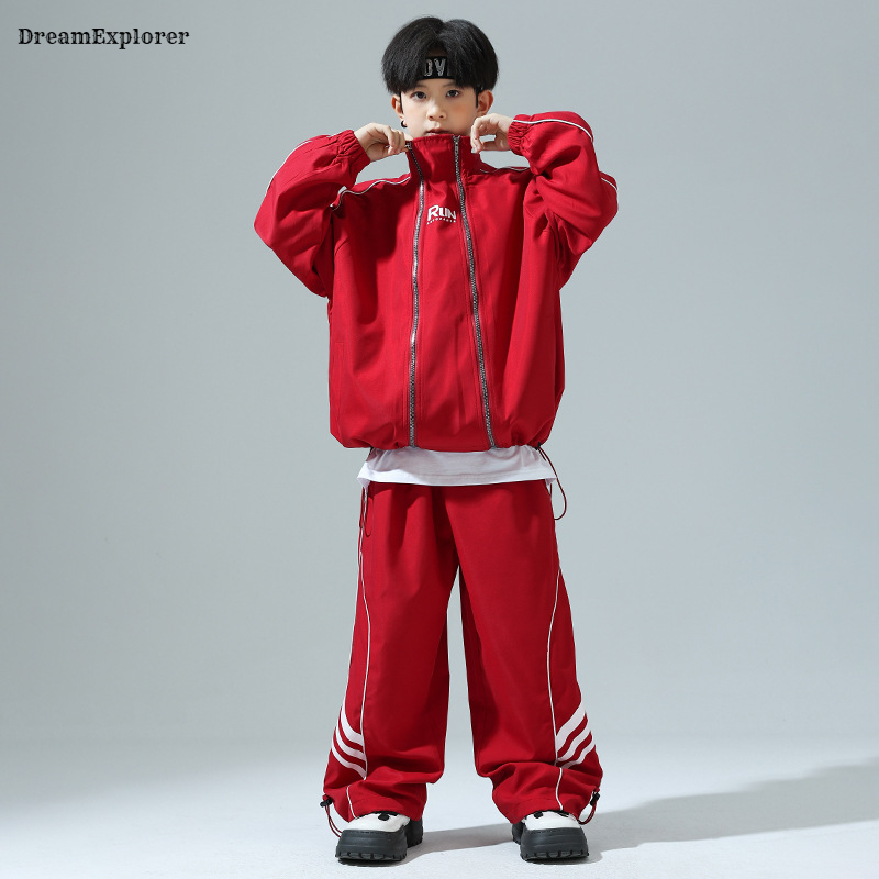 Boys Hip Hop Zipper Loose Coat - Running Gear For Kids ulasan dan harga